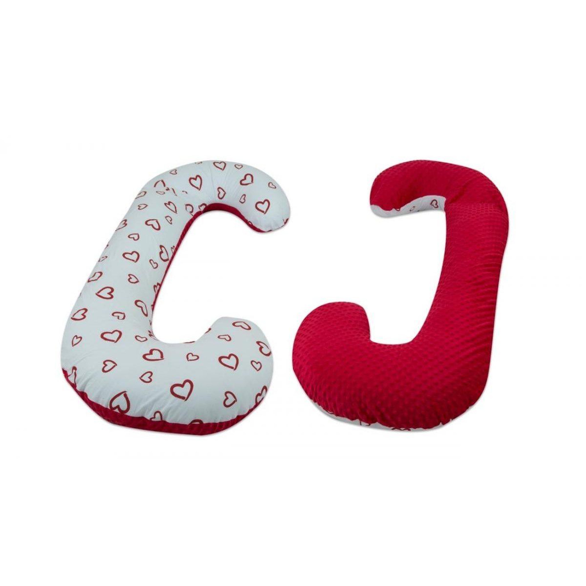 VELINDA Coussin pre/post natal usages multiples coeurs rouges sur fond blanc - rouge