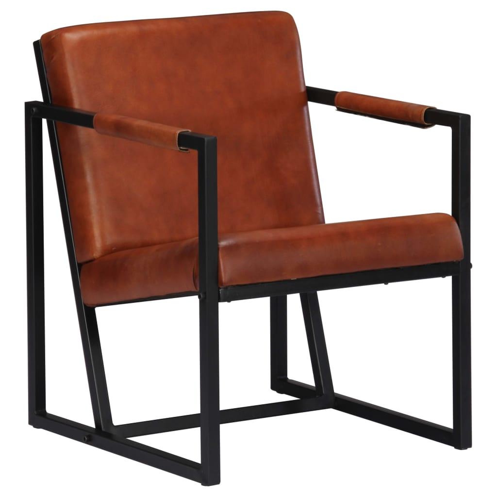 Voir la diapositive 1 : VIDAXL Fauteuil Marron Cuir veritable