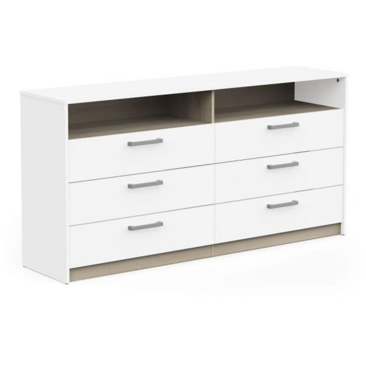 Demeyere Commode - WATSON - 6 tiroirs - Chene Kronberg / Blanc mat - 162,7 x 39,5 x 81,1 cm - DEMEYERE