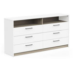 Demeyere Commode - WATSON - 6 tiroirs - Chene Kronberg / Blanc mat - 162,7 x 39,5 x 81,1 cm - DEMEYERE