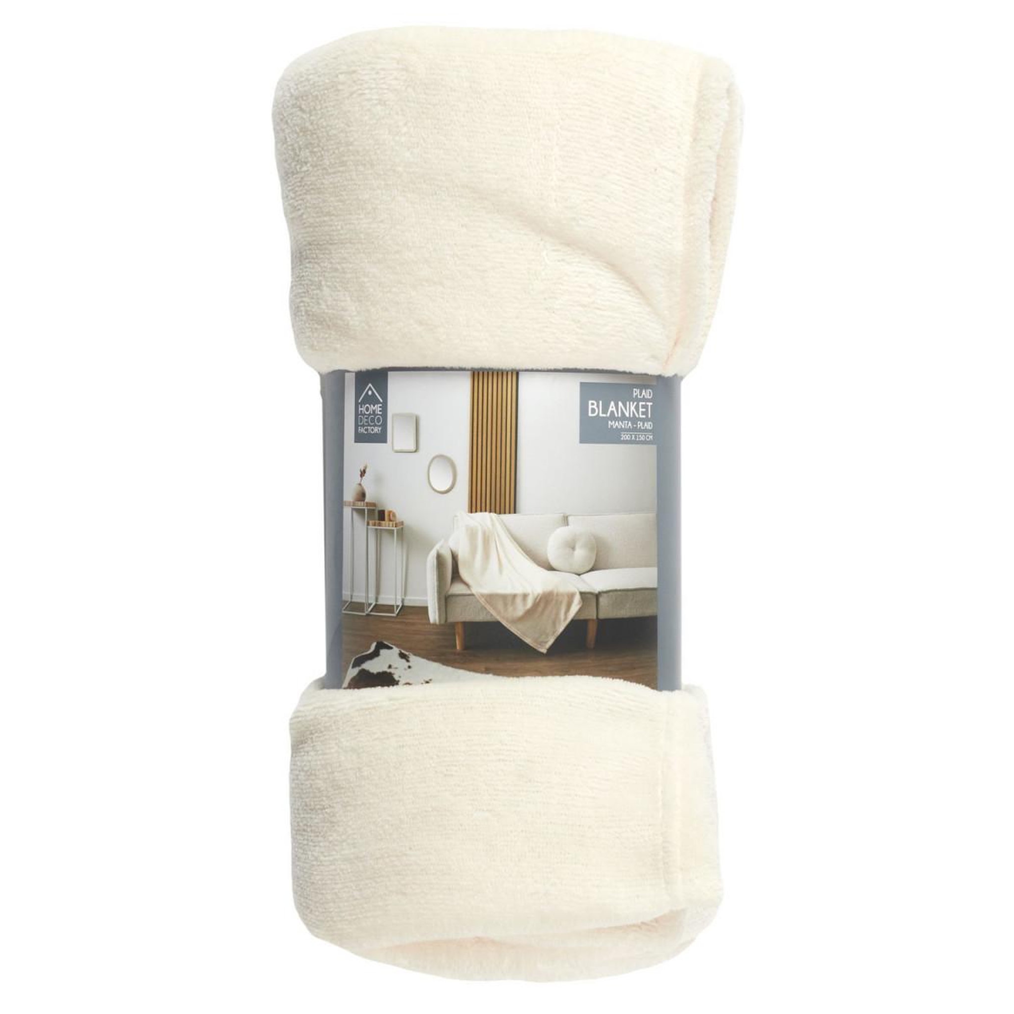 Voir la diapositive 3 : The Home Deco Factory Plaid microfibre  roméo  150x200cm crème
