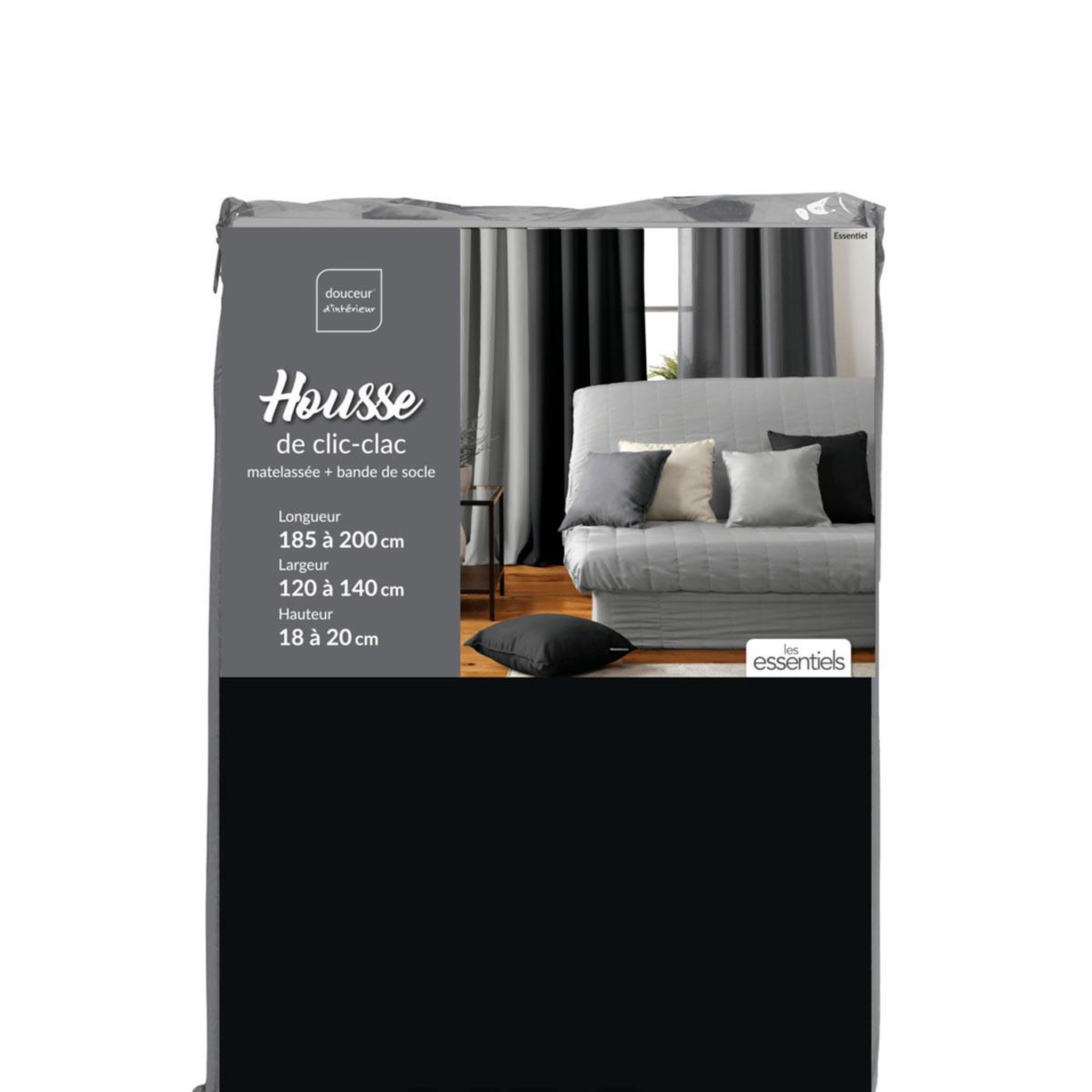 Voir la diapositive 5 : Douceur d'Intérieur Housse de clic-clac  essentiel  200cm noir