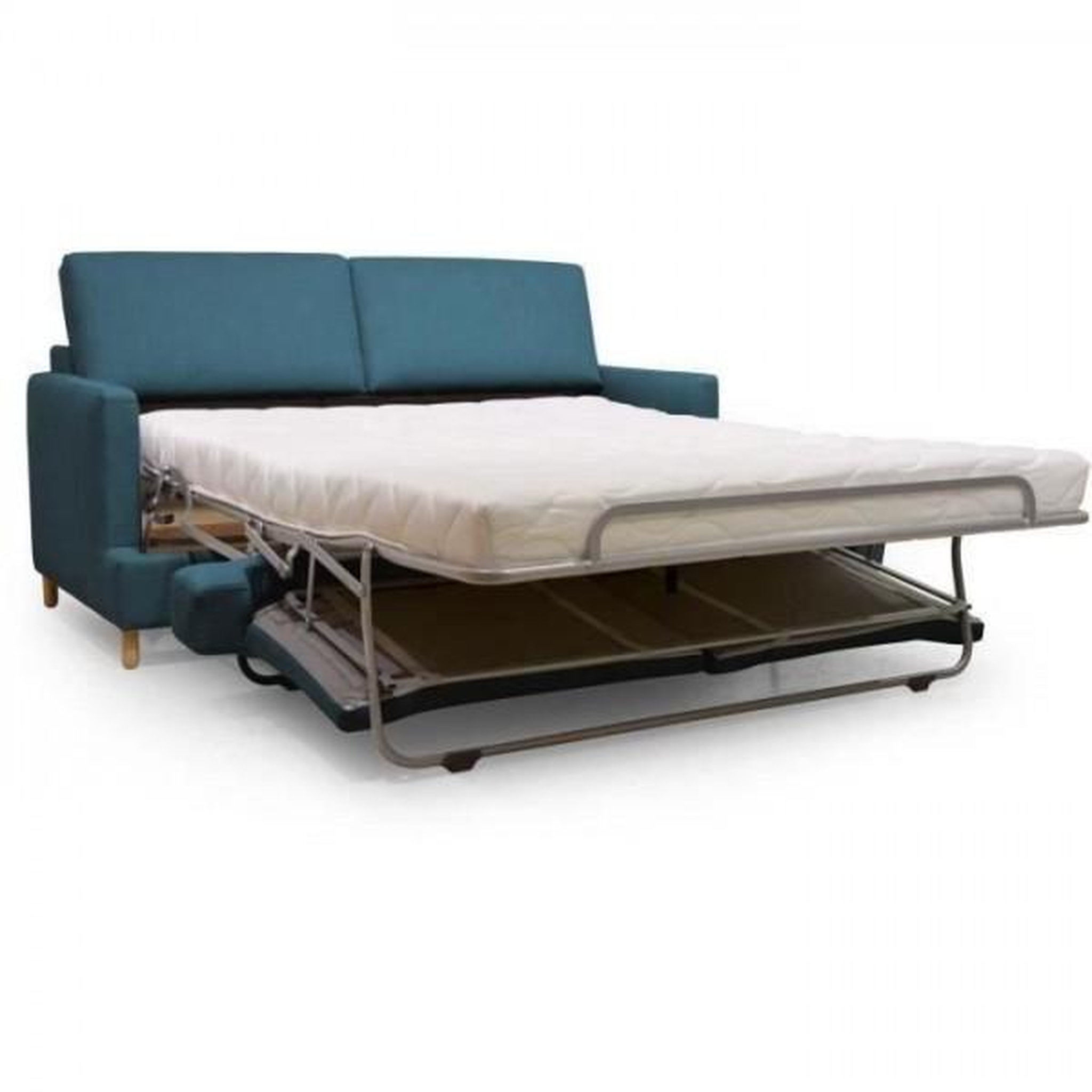 Voir la diapositive 4 : MARKET24 Hexagone - Canapé convertible 3 places - Tissu Bleu pétrole - L 182 x P 98 x H 82 cm - Larry