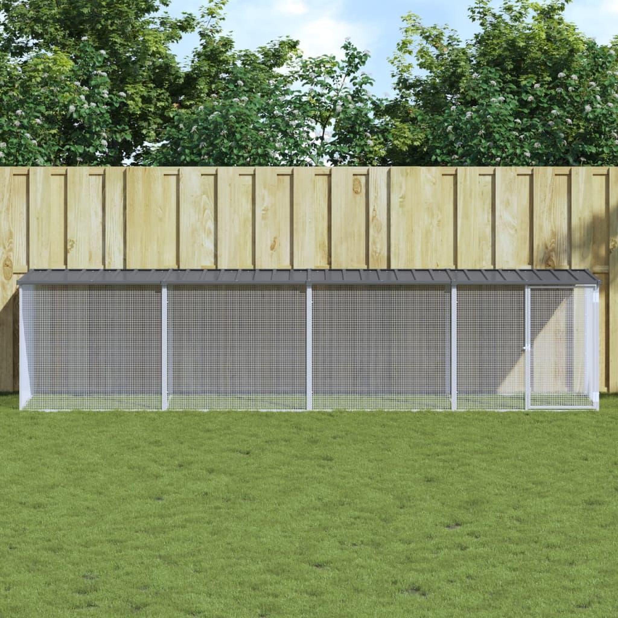 VIDAXL Poulailler avec toit anthracite 403x98x90 cm acier galvanise