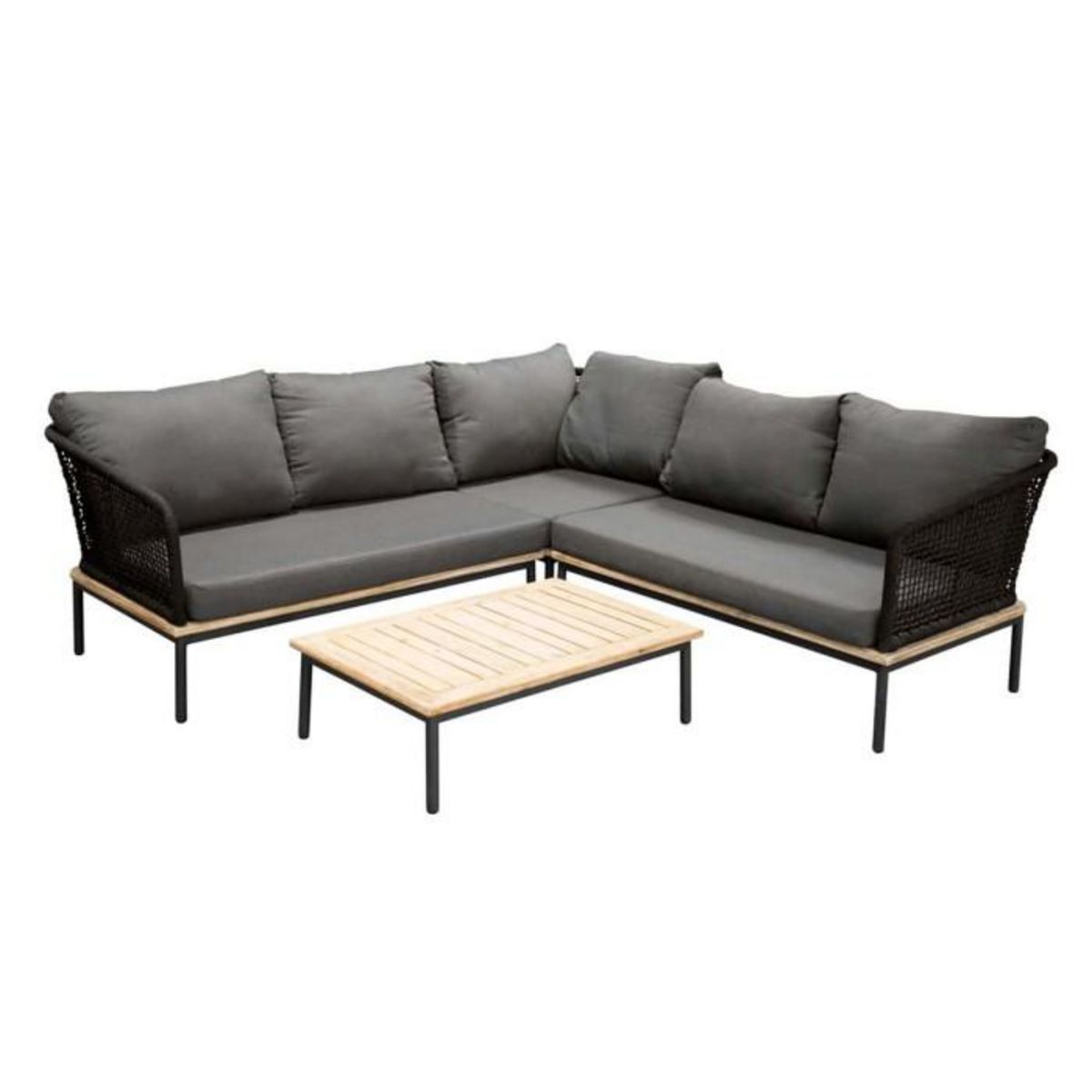 Paris Prix Salon d'Angle de Jardin en Bois  Andorra  127cm Noir