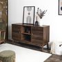 Voir la diapositive 2 : The Home Deco Factory Buffet 2 portes et 2 niches effet noyer TIFFANY - Marron