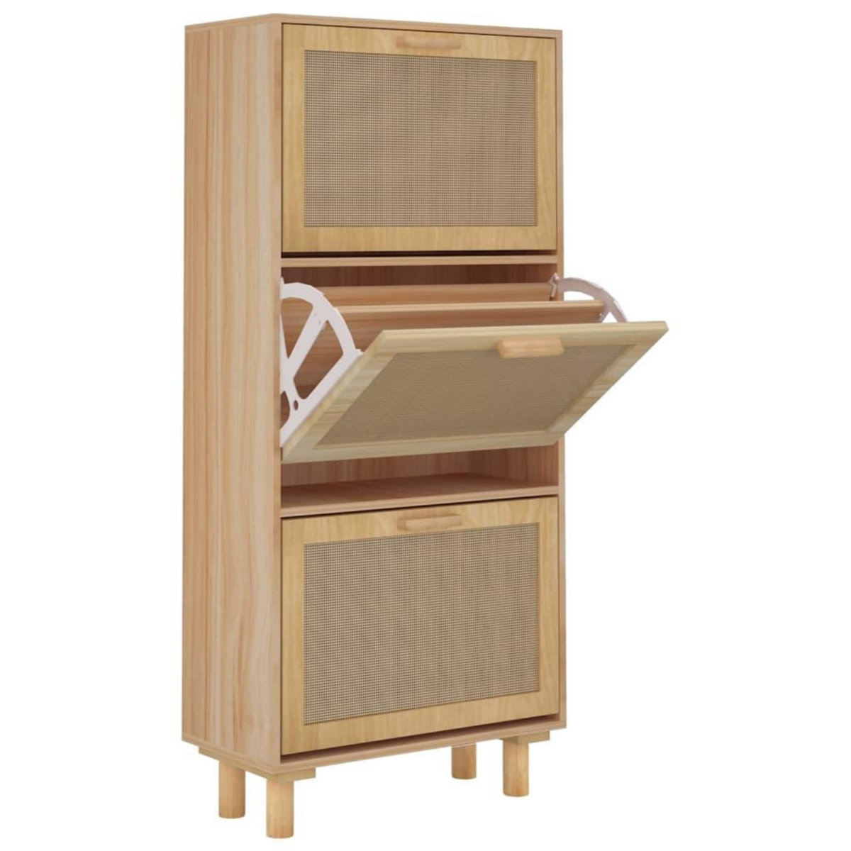 VIDAXL Armoire a chaussures Marron 52x25x115cm Bois d'ingenierie/rotin