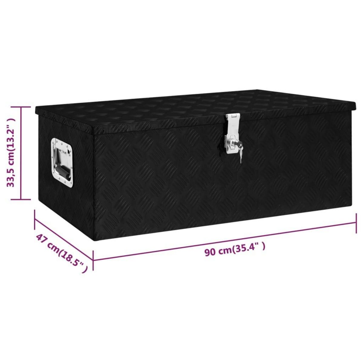 VIDAXL Boîte de rangement Noir 90x47x33,5 cm Aluminium