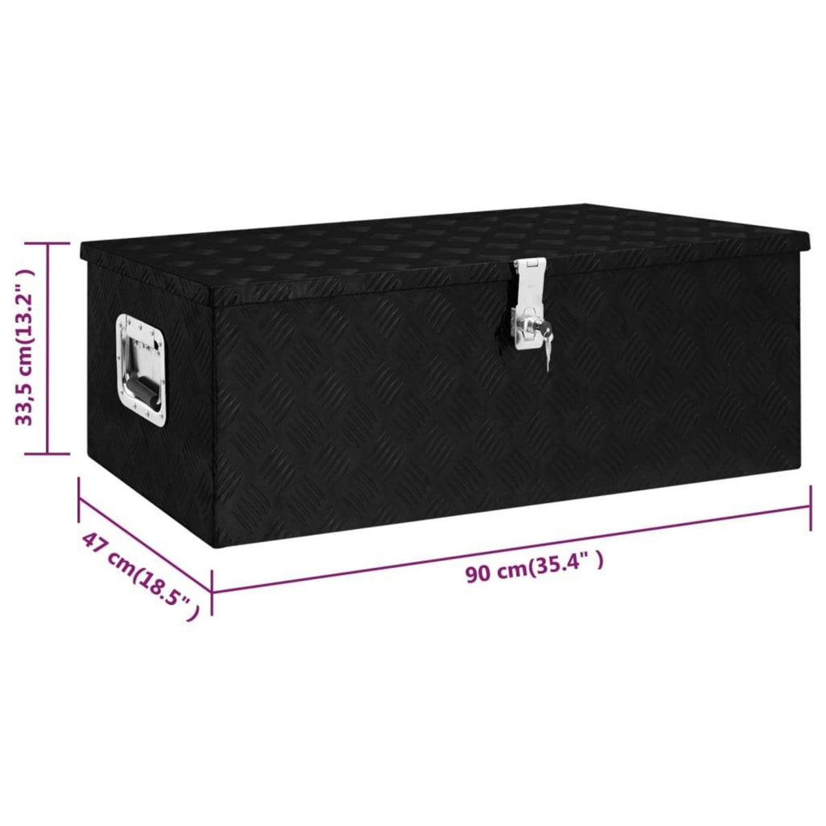 VIDAXL Boîte de rangement Noir 90x47x33,5 cm Aluminium