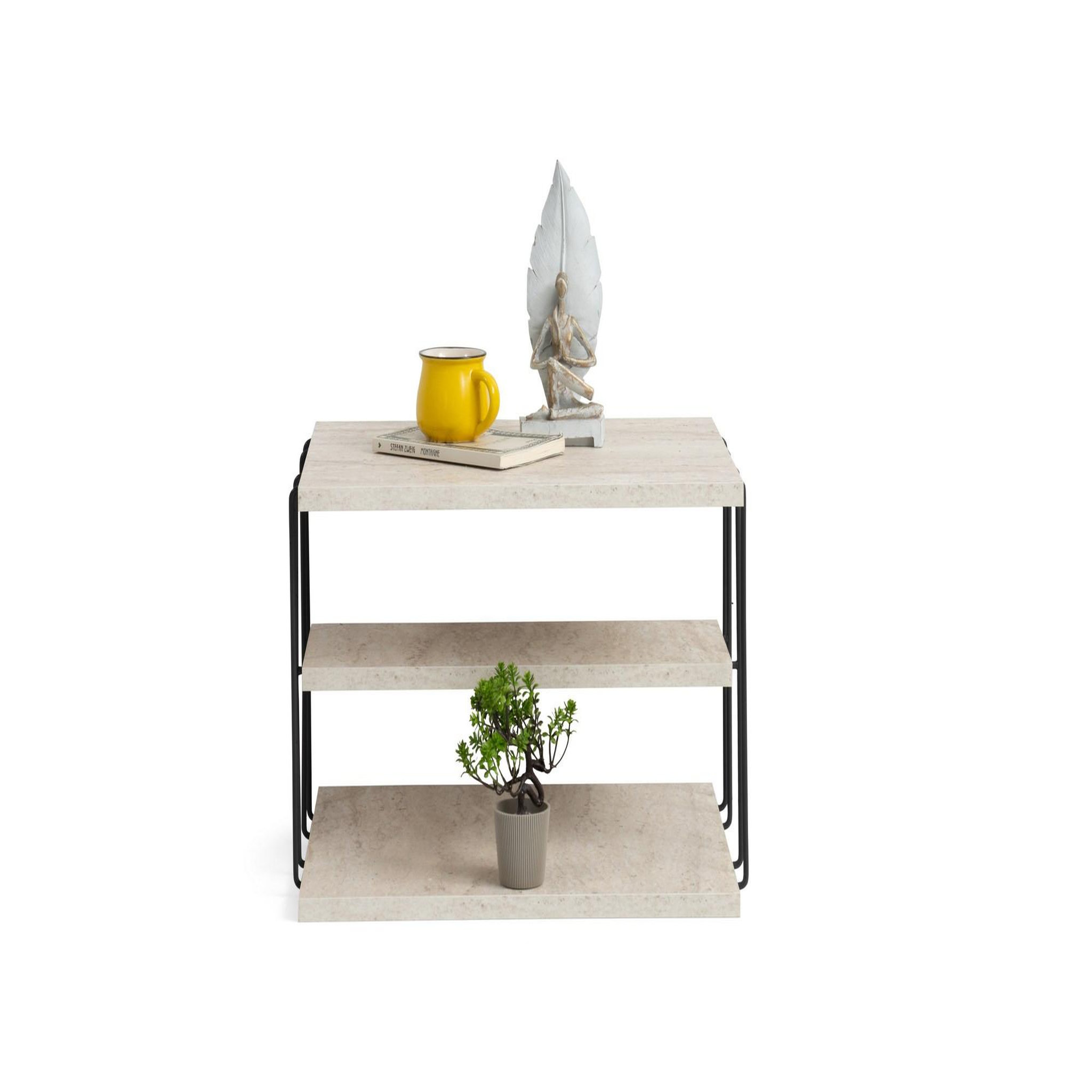 Voir la diapositive 4 : Habitat et Jardin Table d'appoint en bois  lifon  - 50 x 40 x 33 cm - noir