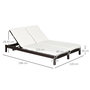 Voir la diapositive 3 : OUTSUNNY Bain de soleil transat 2 places - grand confort - dossier inclinable multi-positions - matelas fournis - résine tressée chocolat