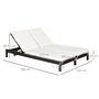Voir la diapositive 3 : OUTSUNNY Bain de soleil transat 2 places - grand confort - dossier inclinable multi-positions - matelas fournis - résine tressée chocolat