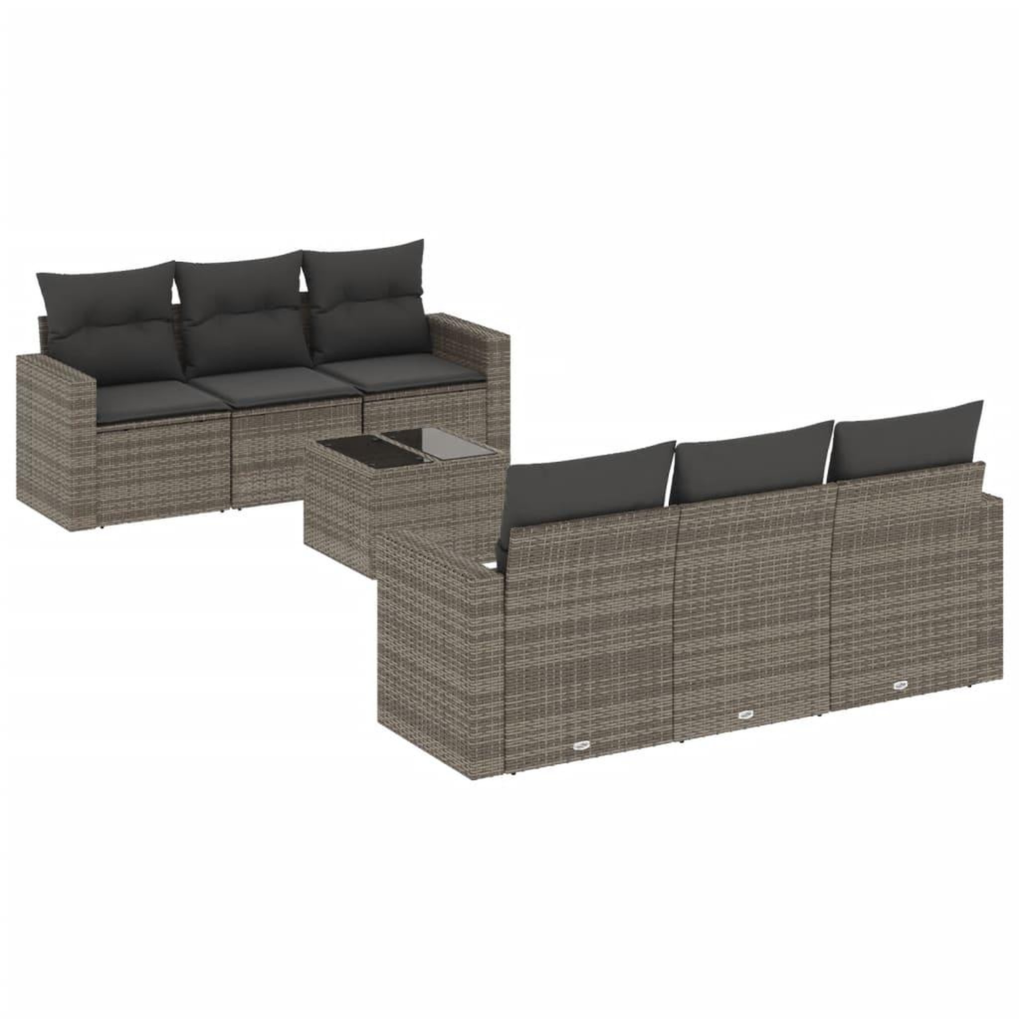Voir la diapositive 2 : VIDAXL Salon de jardin avec coussins 7 pcs gris resine tressee