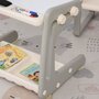 HOMCOM HOMCOM Ensemble table et chaise pour enfant - bureau enfant tableau blanc 2 en 1 - 3 marqueurs + brosse inclus - rangements - HDPE gris beige
