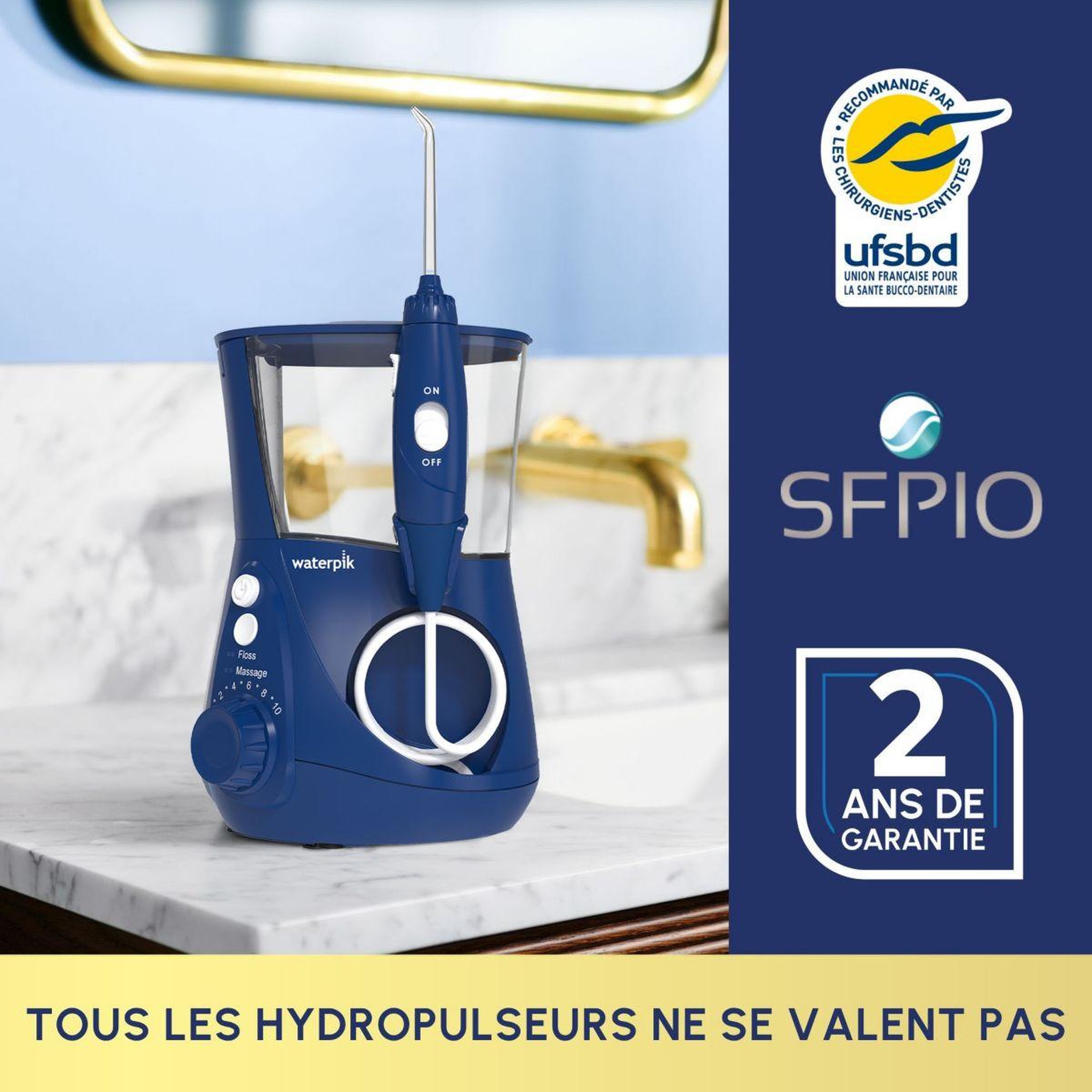 Voir la diapositive 5 : Waterpik Hydropulseur Ultra Professionnal bleu WP-663
