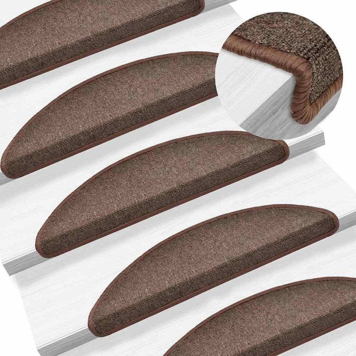 VIDAXL Tapis d'escalier 30 pcs marron cafe 56x17x3 cm
