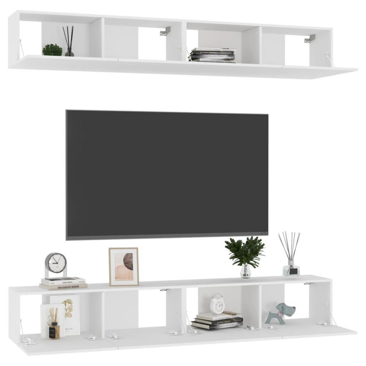 VIDAXL Meubles TV 4 pcs Blanc 100x30x30 cm Bois d'ingenierie
