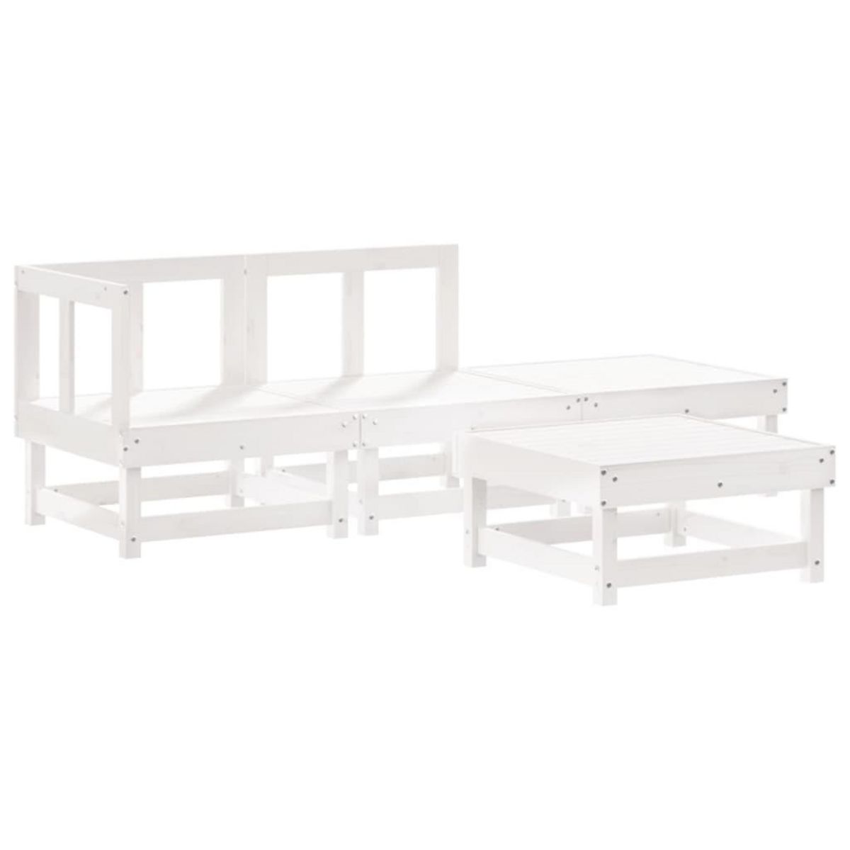 VIDAXL Salon de jardin 4 pcs avec coussins blanc bois massif