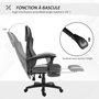 Voir la diapositive 5 : HOMCOM Fauteuil gaming chaise gamer dossier et hauteur réglable roulettes pivotantes repose-pied tissu maille gris noir