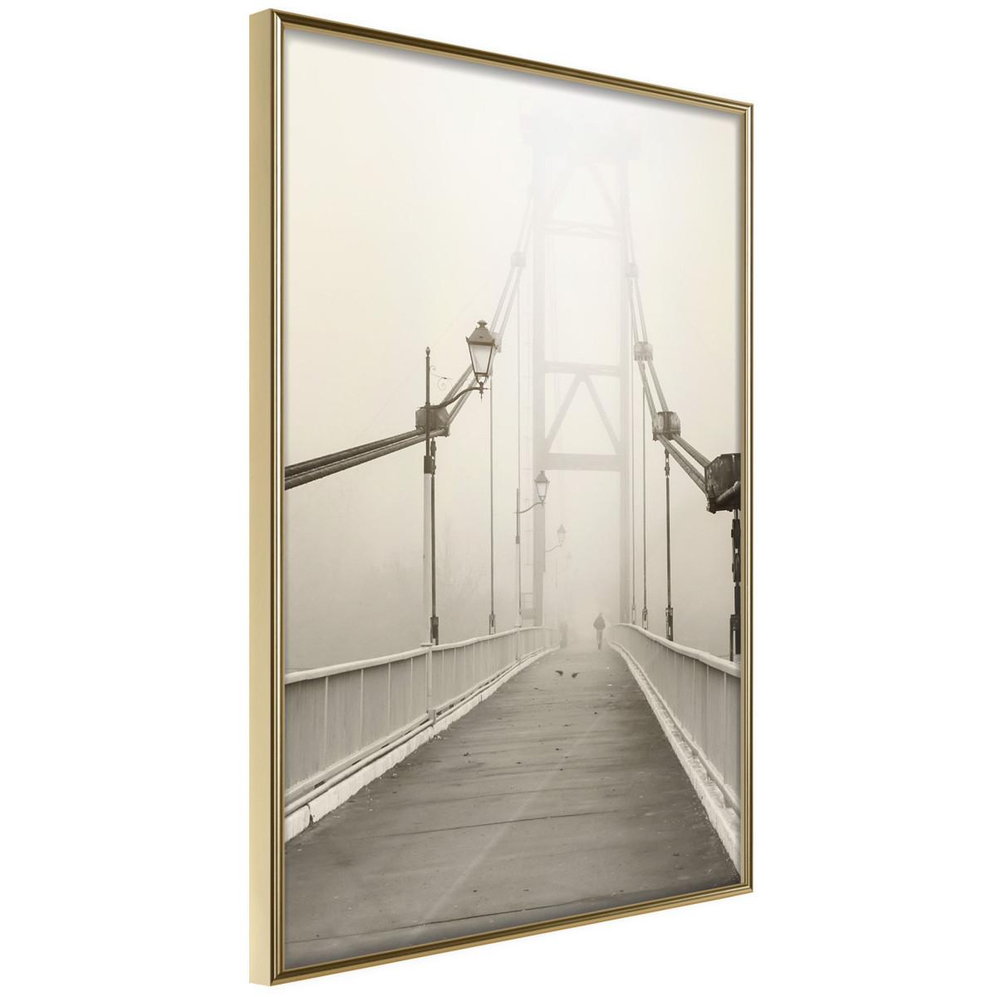 Voir la diapositive 1 : Paris Prix Affiche murale encadrée  bridge disappearing into fog