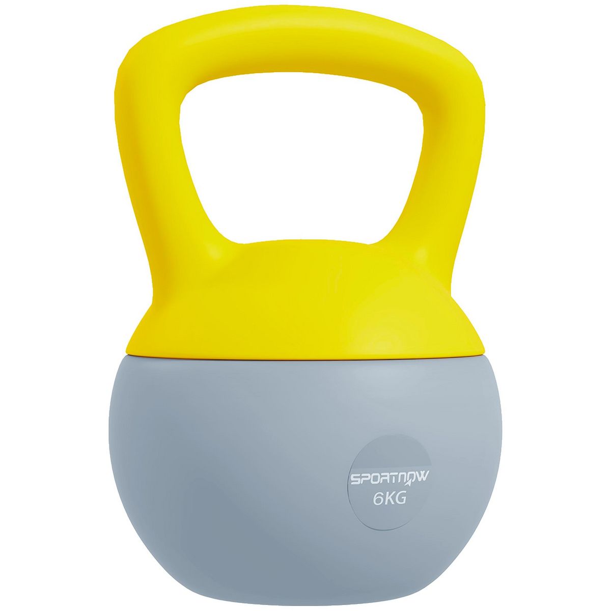 HOMCOM Kettlebell 6 Kg - prise ergonomique - entraînement musculaire & haltérophilie - PVC gris jaune