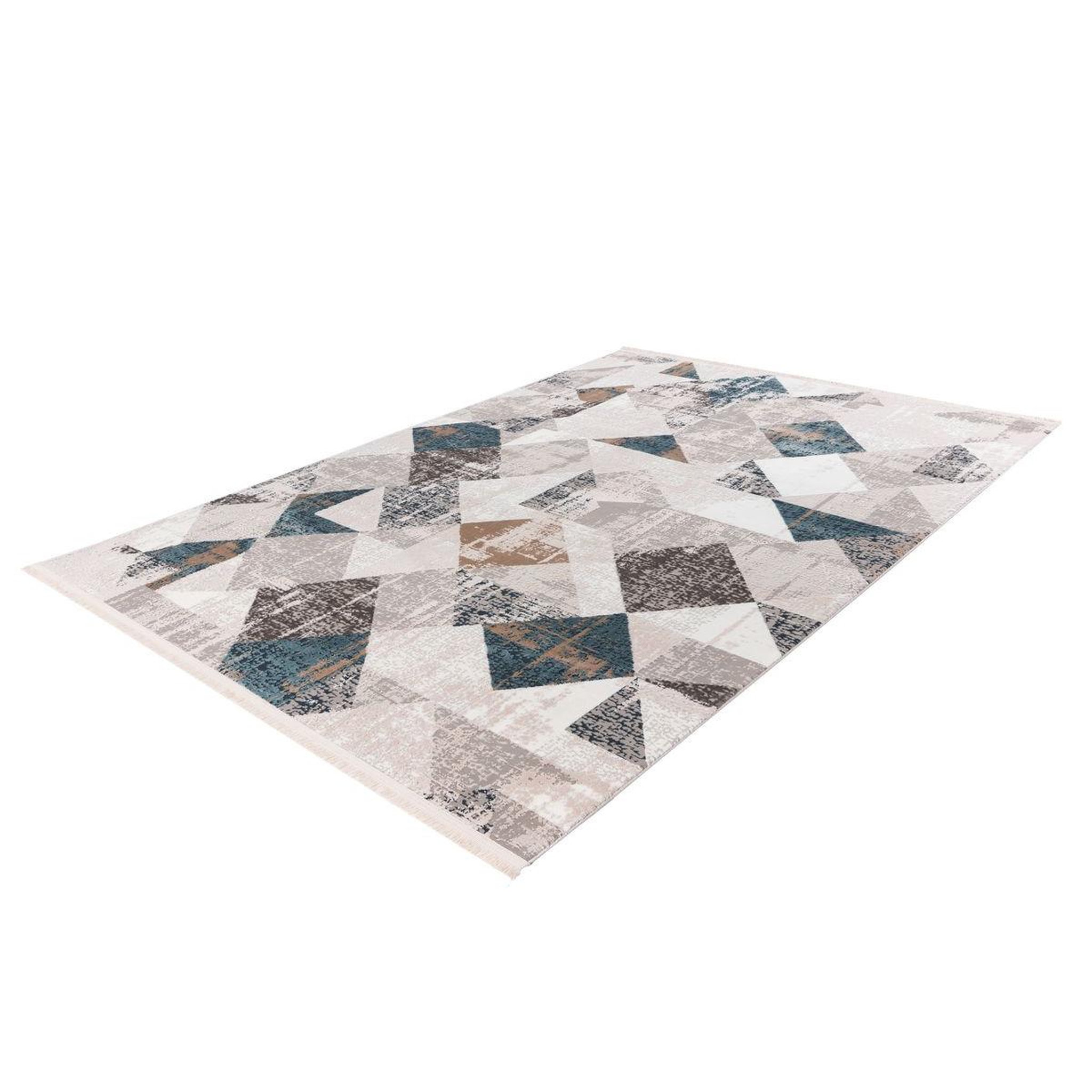 Voir la diapositive 4 : Paris Prix Tapis Géométrique à Franges  Akropolis II  Gris & Bleu