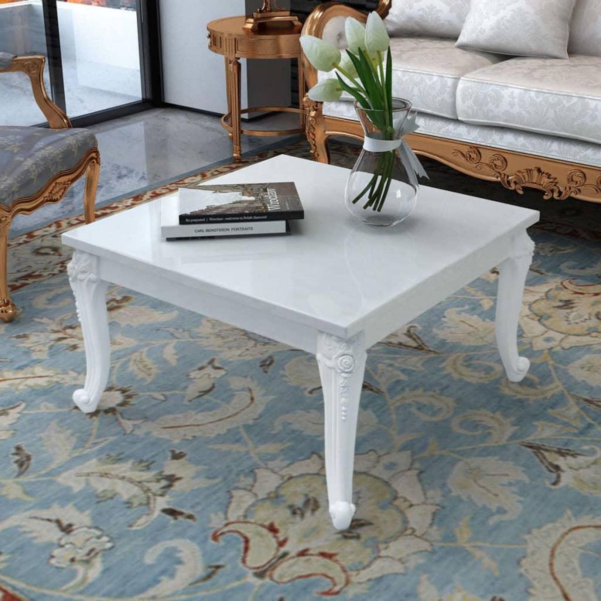 VIDAXL Table basse 80x80x42 cm Blanc brillant