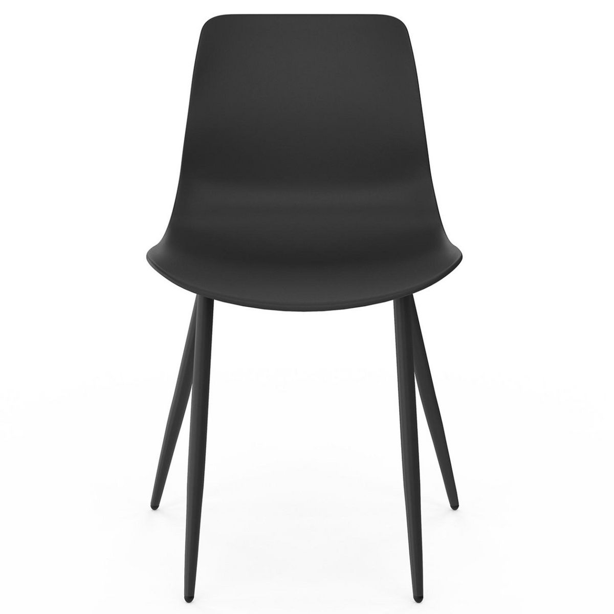 ID MARKET Lot de 6 chaises en polypropylène KIARA noires avec pieds en métal