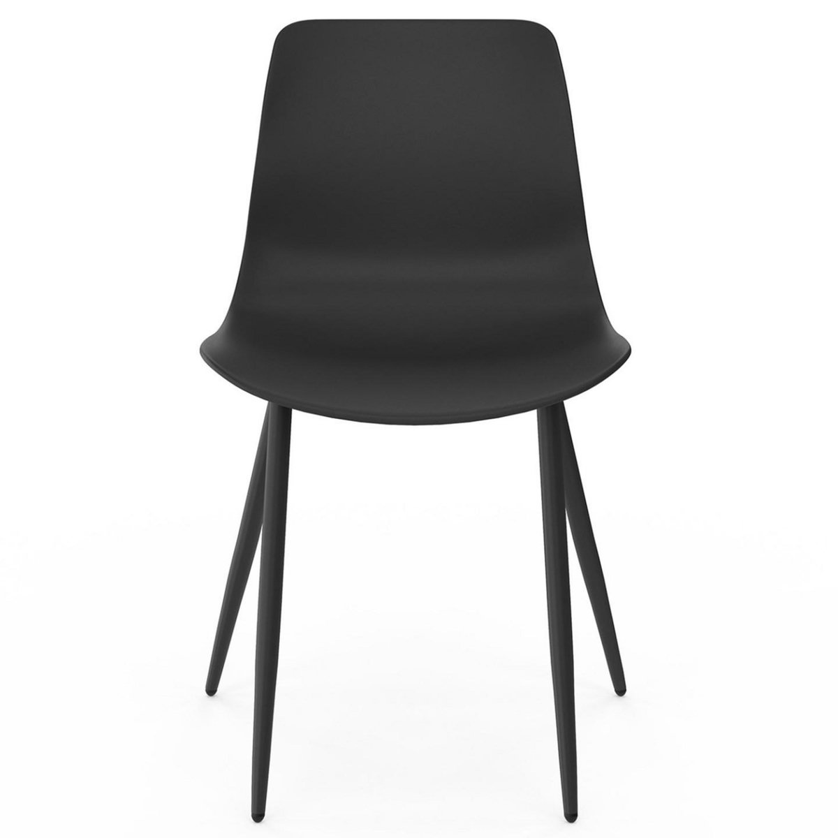 ID MARKET Lot de 6 chaises en polypropylène KIARA noires avec pieds en métal