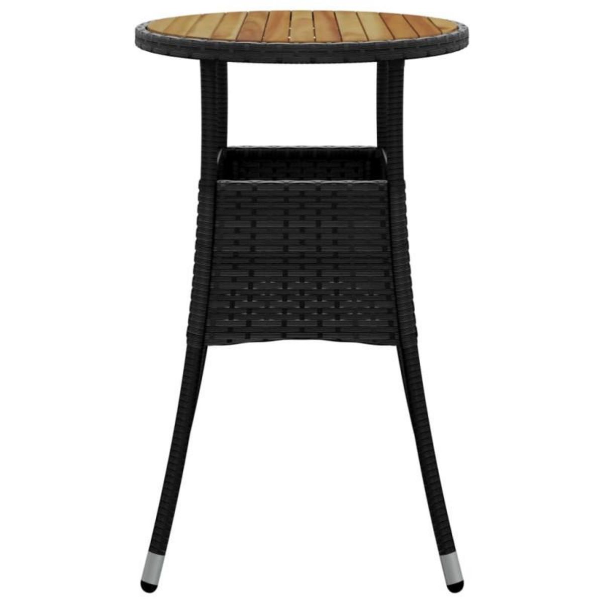 VIDAXL Table de jardin Ø60x75 cm Acacia et résine tressée Noir