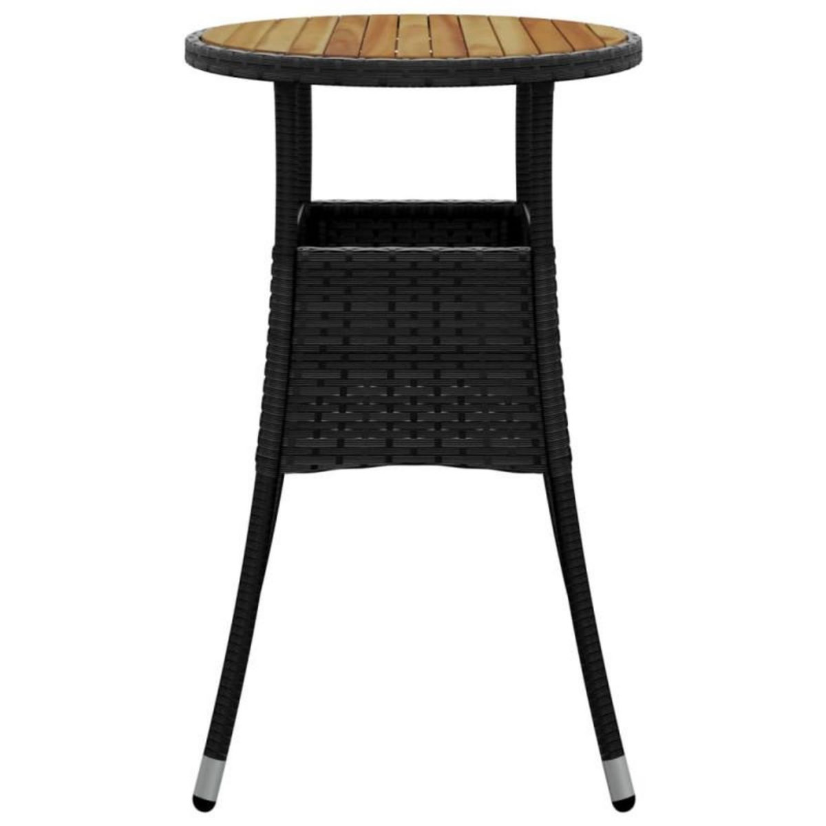 VIDAXL Table de jardin Ø60x75 cm Acacia et résine tressée Noir