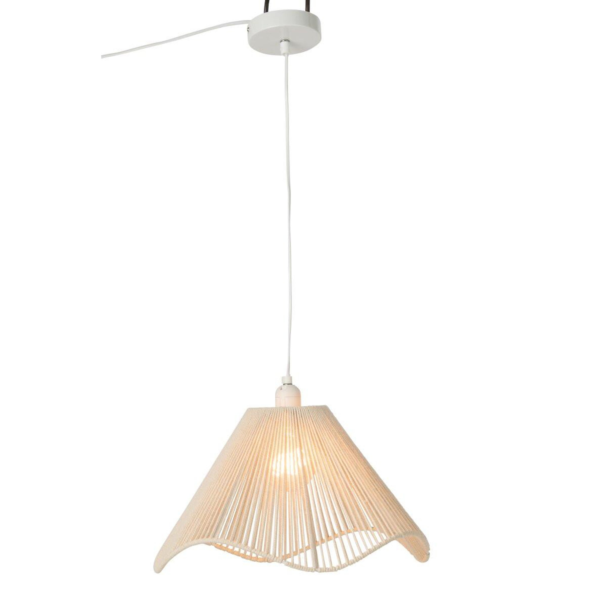Voir la diapositive 2 : J-LINE Suspension en Lin  Ivan  38cm Beige