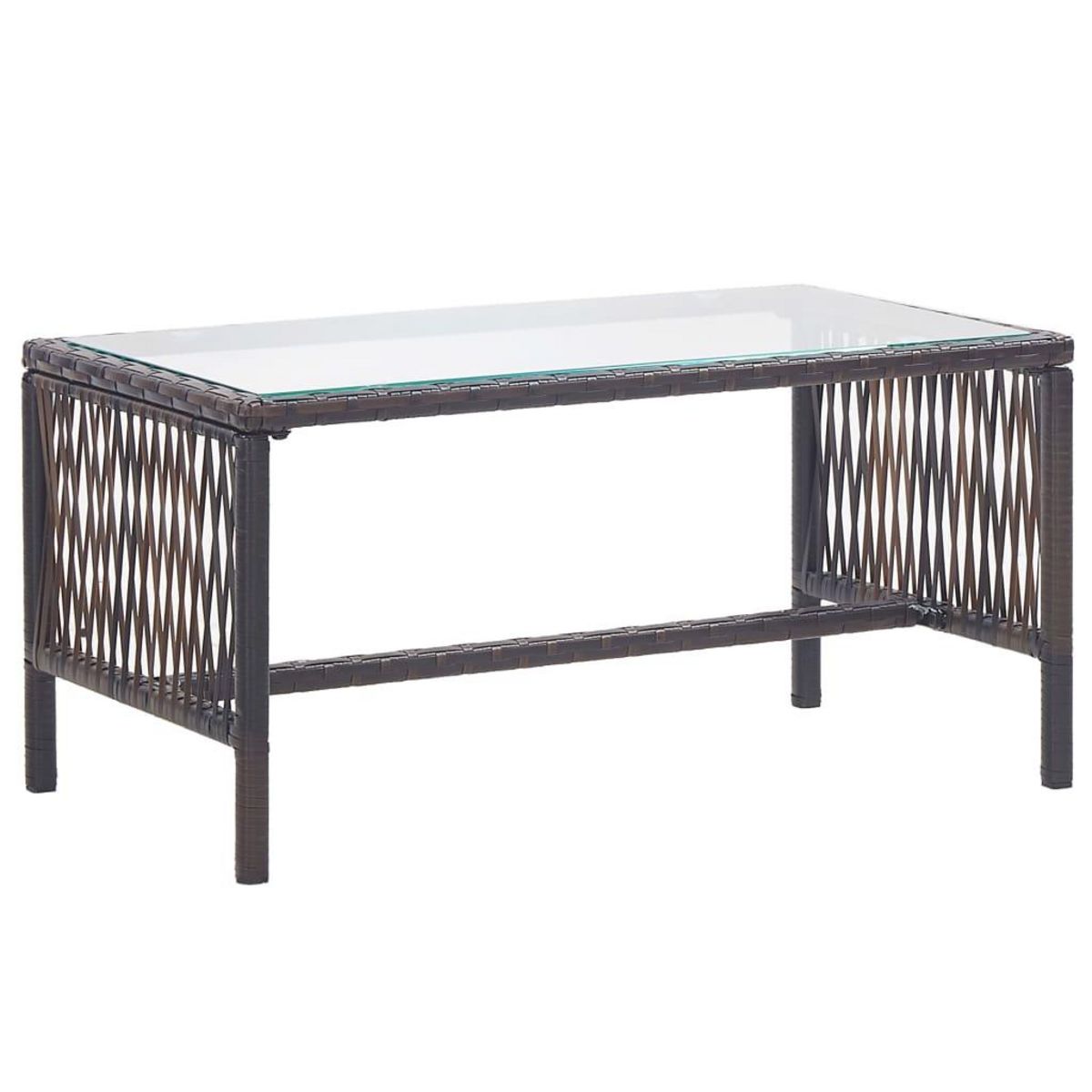 VIDAXL Salon de jardin 4 pcs avec coussin Resine tressee Marron