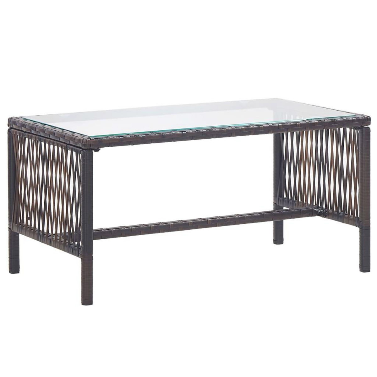 VIDAXL Salon de jardin 4 pcs avec coussin Resine tressee Marron