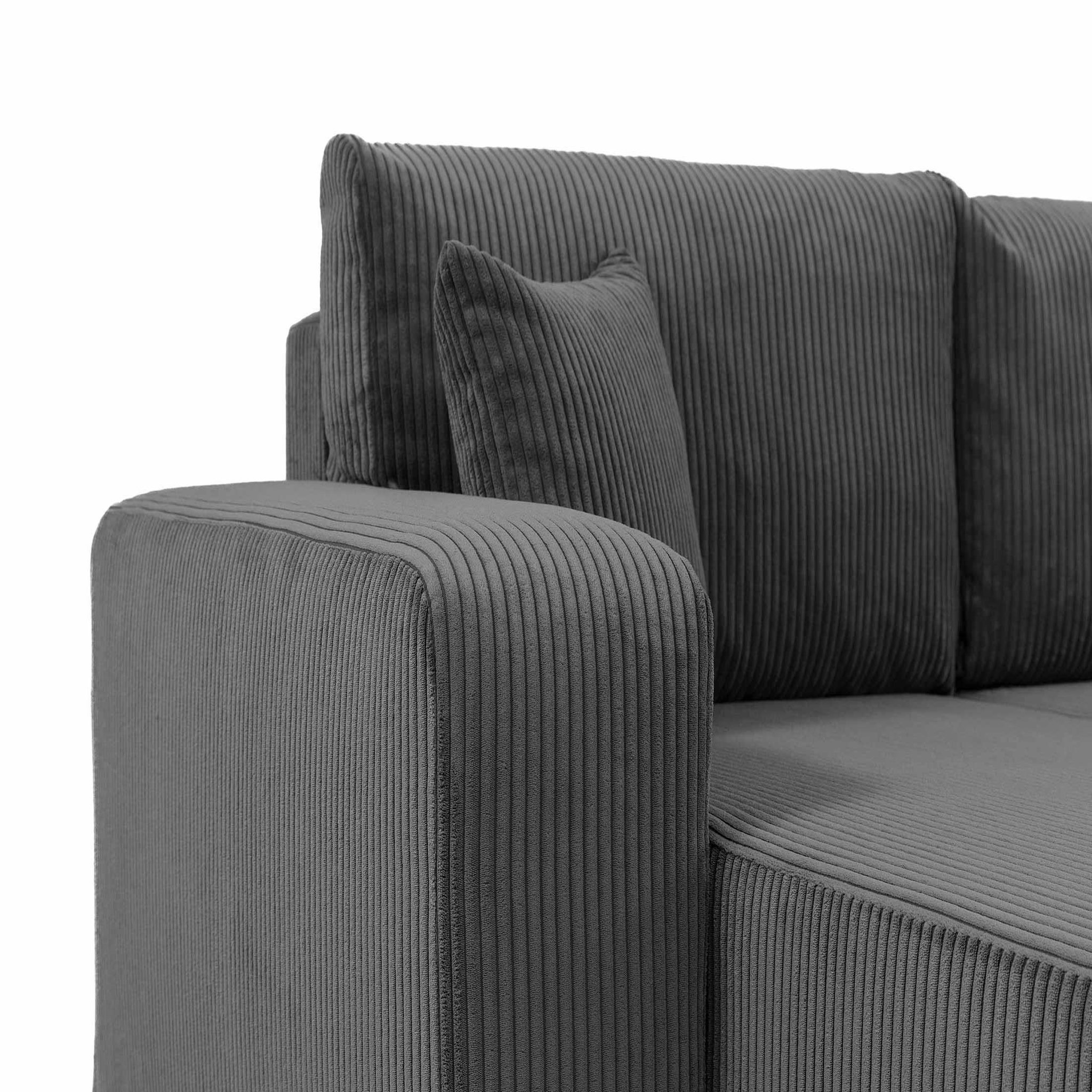 Voir la diapositive 4 : BEST MOBILIER Artemisa - canapé d'angle réversible 4 places - convertible avec coffre - en velours côtelé