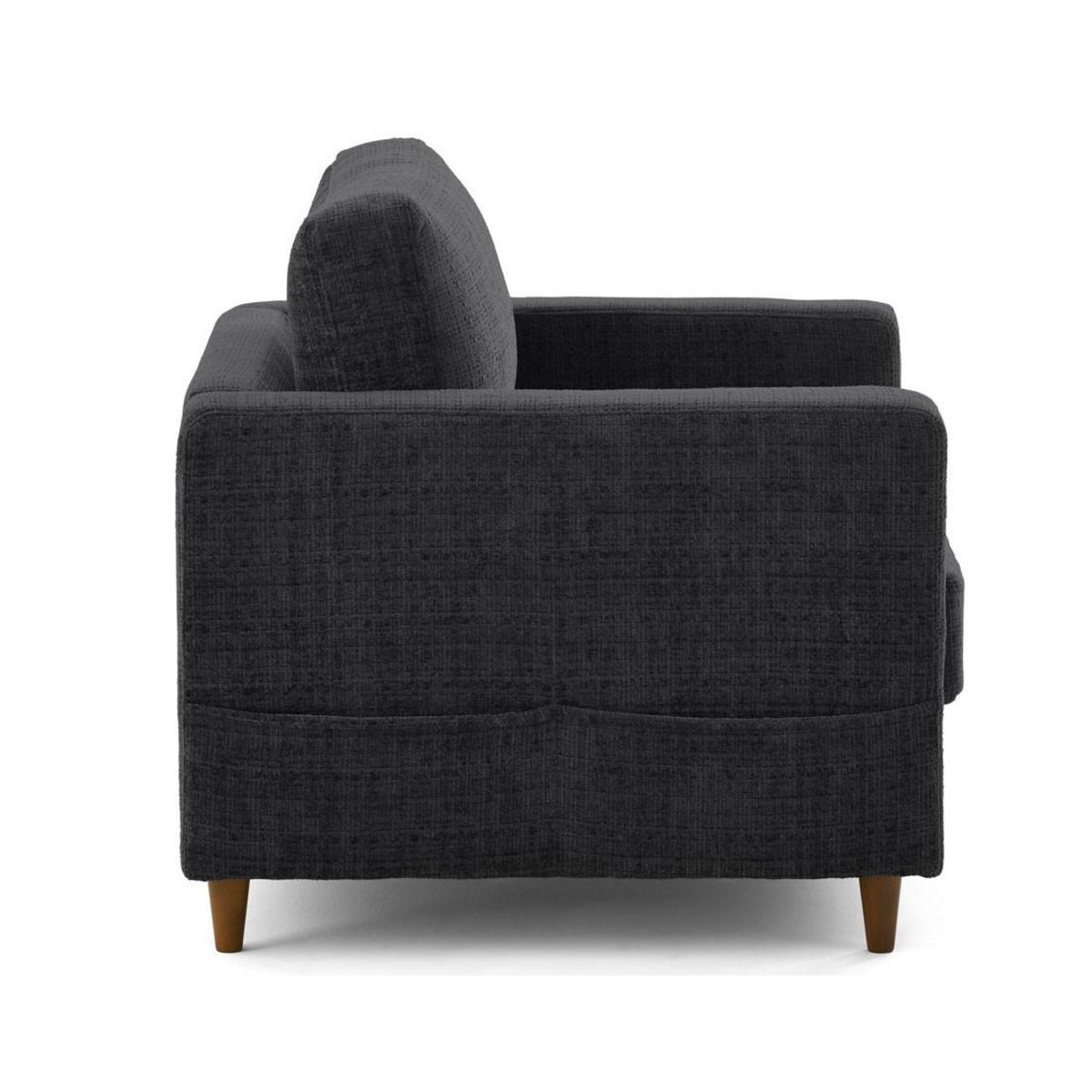 LISA DESIGN Anna - fauteuil avec poche en velours texturé - pieds en bois