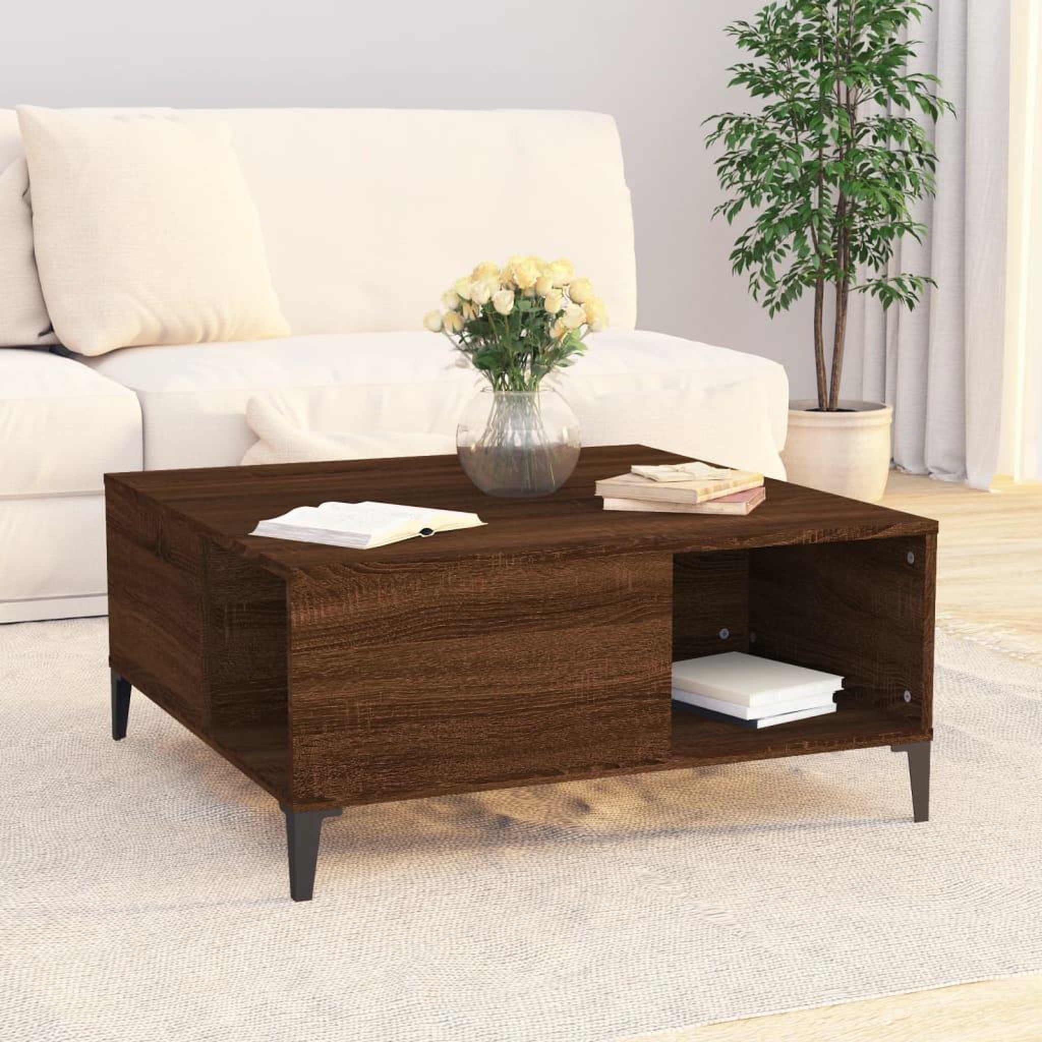 Voir la diapositive 3 : VIDAXL Table basse chene marron 80x80x36,5 cm bois d'ingenierie