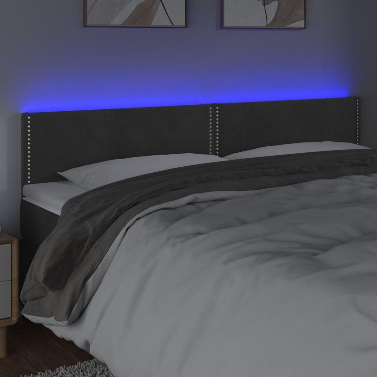 VIDAXL Tete de lit a LED Gris fonce 200x5x78/88 cm Velours