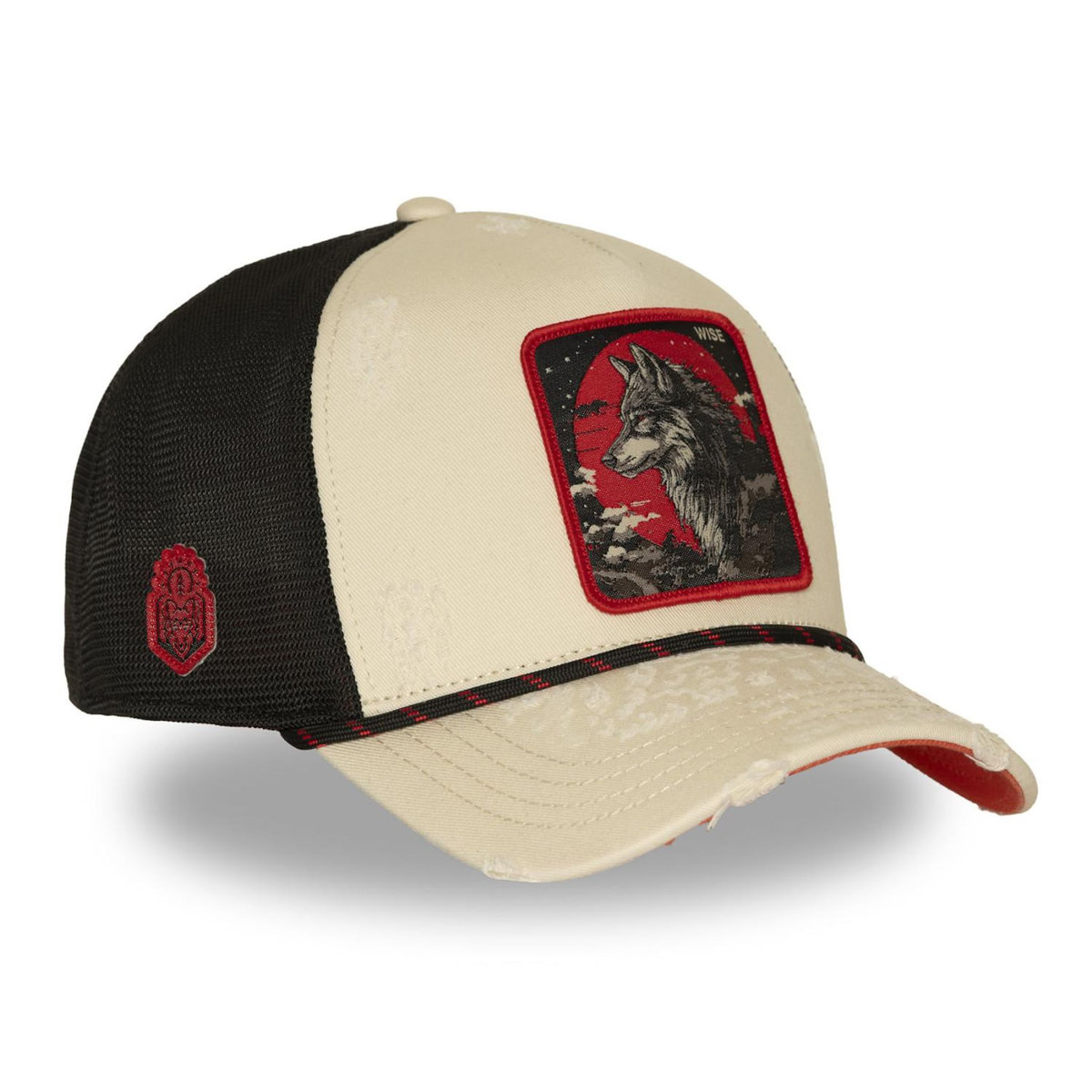 CAPSLAB Casquette trucker premium avec filet et patch Wise Wolf