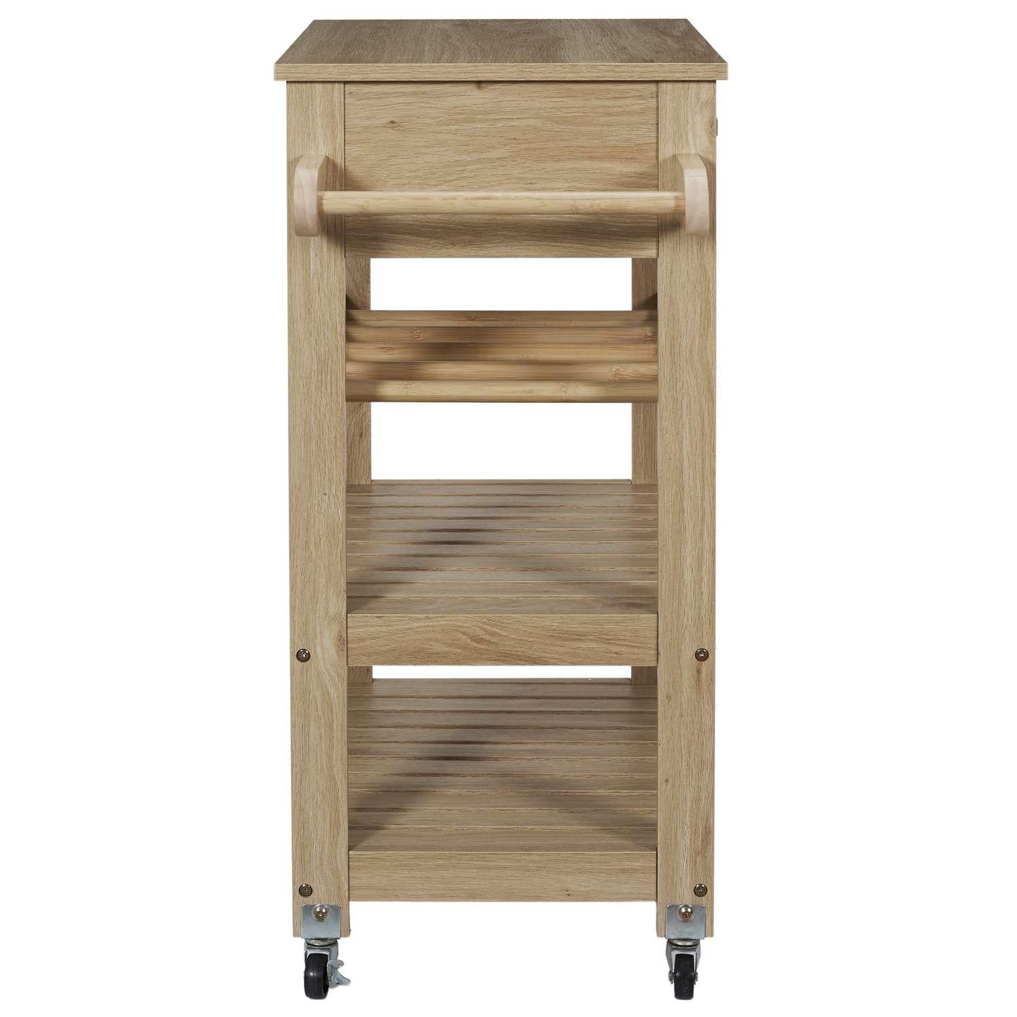 Voir la diapositive 5 : The Home Deco Factory Desserte de cuisine 3 plateaux et 1 tiroir Saulk en bois - Marron