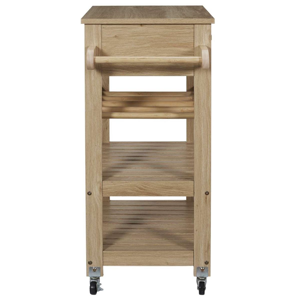 The Home Deco Factory Desserte de cuisine 3 plateaux et 1 tiroir Saulk en bois - Marron