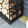 Voir la diapositive 4 : HOMCOM Serviteur de cheminée arbre - porte bûches - range bûches multi accessoires étagère 46L x 29l x 70H cm acier noir