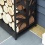 Voir la diapositive 4 : HOMCOM Serviteur de cheminée arbre - porte bûches - range bûches multi accessoires étagère 46L x 29l x 70H cm acier noir