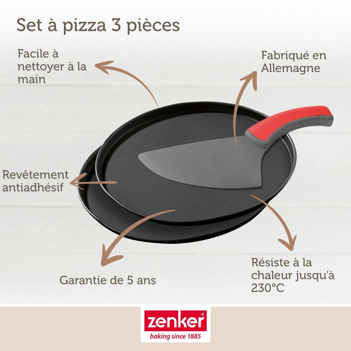 ZENKER Set à pizza 3 pièces 29 cm Zenker Spécial Countries