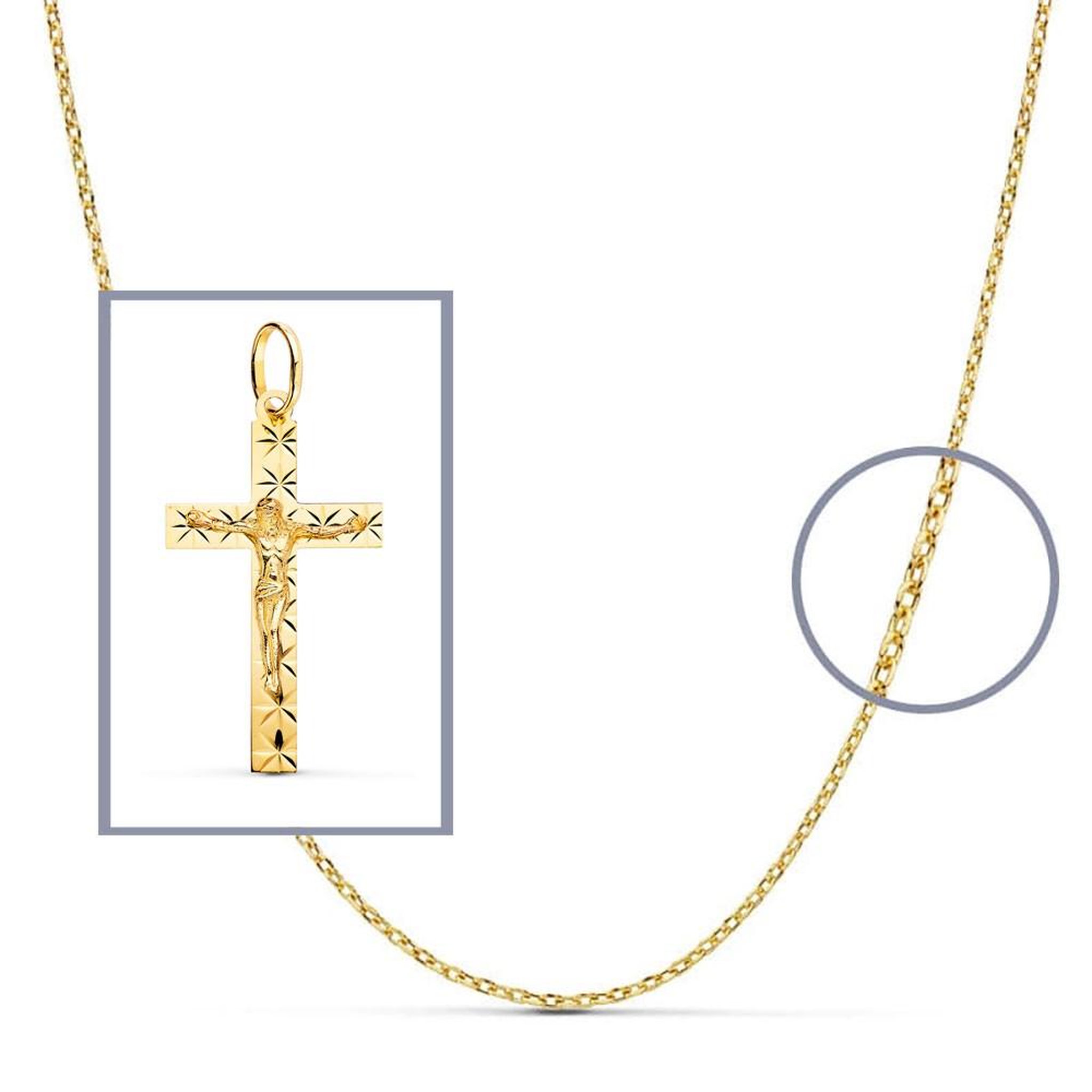 Voir la diapositive 3 : L'ATELIER D'AZUR Pendentif  - Médaille Christ sur la Croix Or 18 Carats 750 Jaune - Chaine Offerte