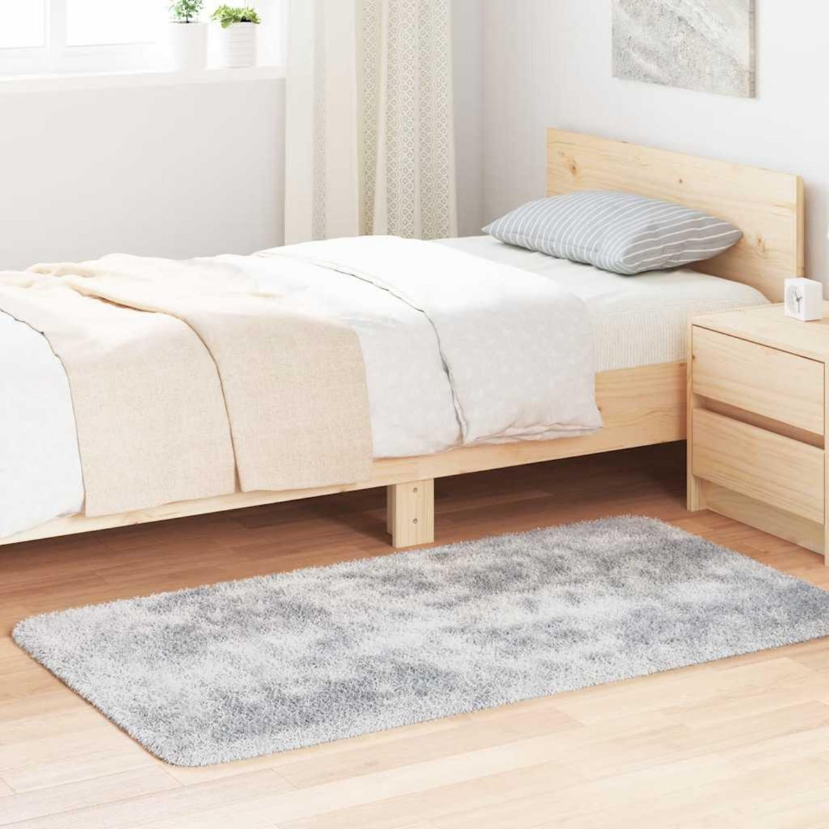 VIDAXL Tapis shaggy a poils longs NAVARRA gris clair 80x150 cm