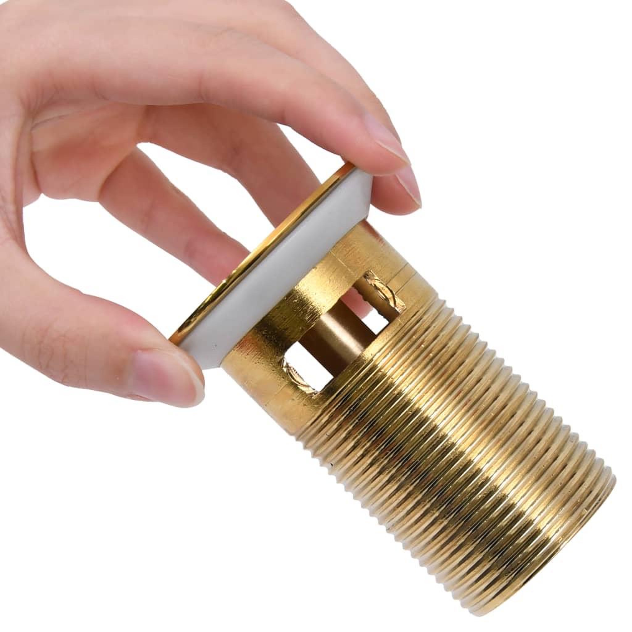 Voir la diapositive 5 : VIDAXL Drain a poussoir avec debordement Dore 6,4x6,4x9,1 cm