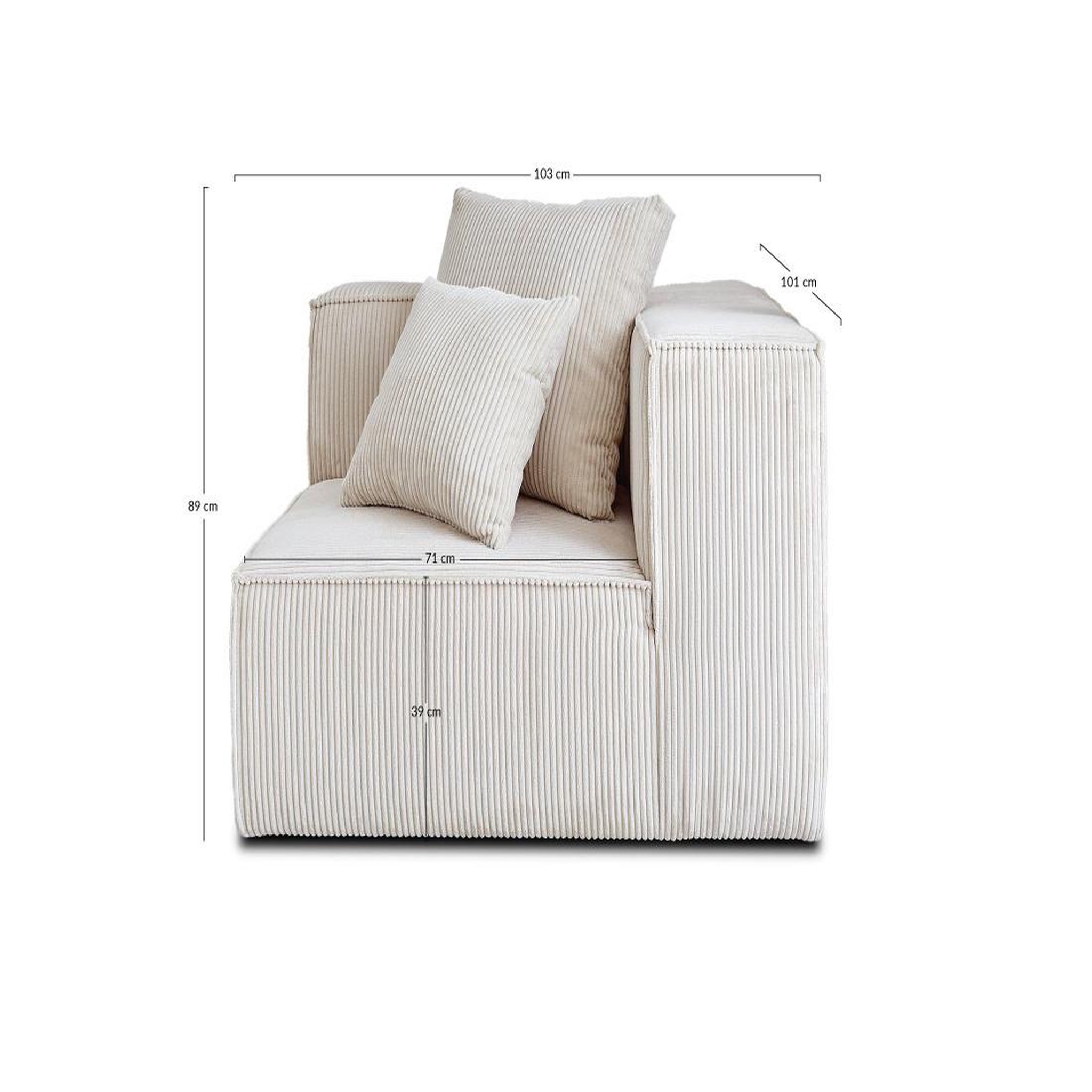 Voir la diapositive 6 : LISA DESIGN Colombine - module d'assise d'angle réversible - en velours côtelé
