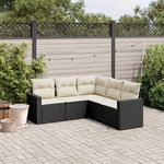 VIDAXL Salon de jardin 5 pcs avec coussins noir resine tressee