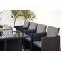 Voir la diapositive 4 : CONCEPT USINE Table et chaises 12 places encastrables en résine noir-gris MONACO